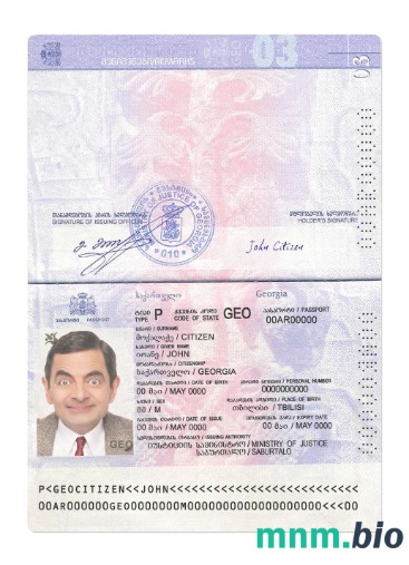 Georgia passport Wersja 2 przykład w formacie PSD